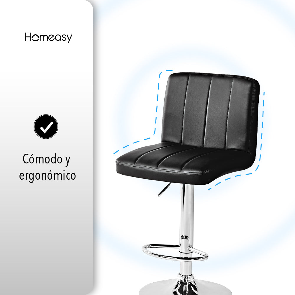SET DE 2 BANCOS PARA BARRA CON RESPALDO CUADRADO COLOR NEGRO