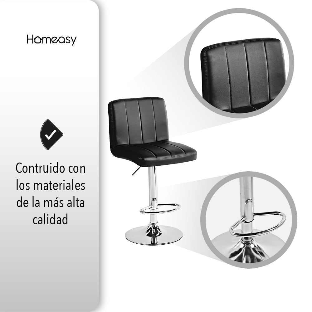 SET DE 2 BANCOS PARA BARRA CON RESPALDO CUADRADO COLOR NEGRO