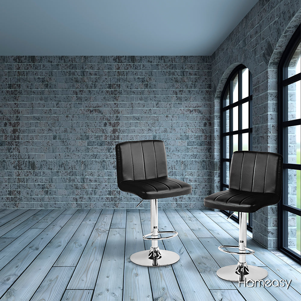 SET DE 2 BANCOS PARA BARRA CON RESPALDO CUADRADO COLOR NEGRO
