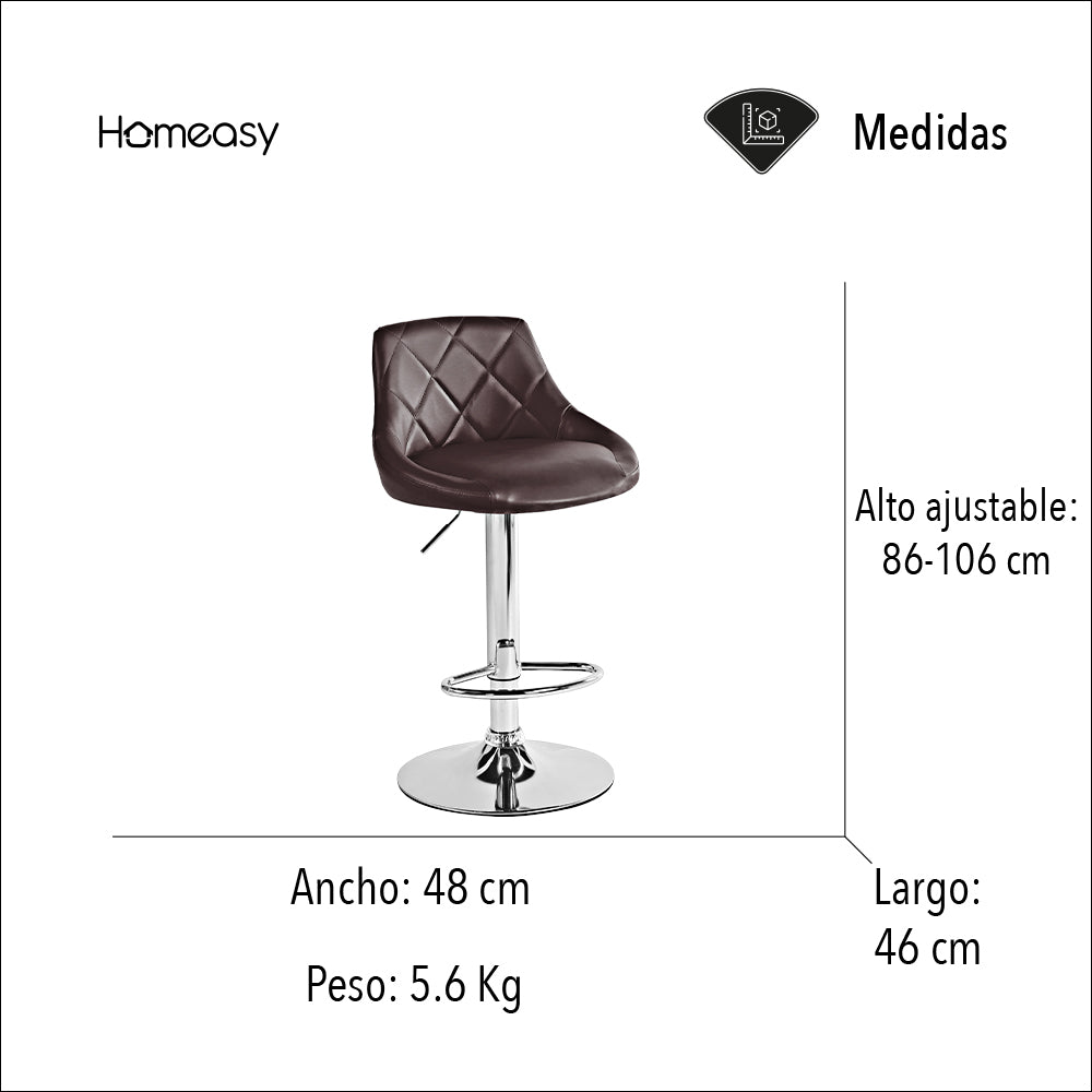 SET DE 2 BANCOS PARA BARRA CON RESPALDO COLOR CAFÉ