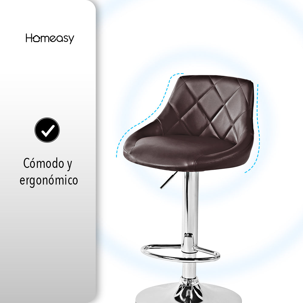 SET DE 2 BANCOS PARA BARRA CON RESPALDO COLOR CAFÉ