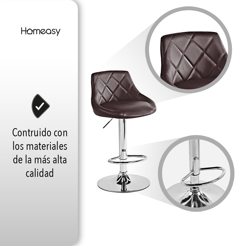 SET DE 2 BANCOS PARA BARRA CON RESPALDO COLOR CAFÉ