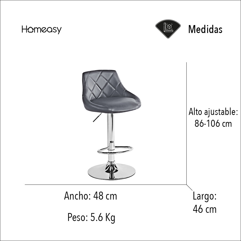 SET DE 2 BANCOS PARA BARRA CON RESPALDO COLOR GRIS