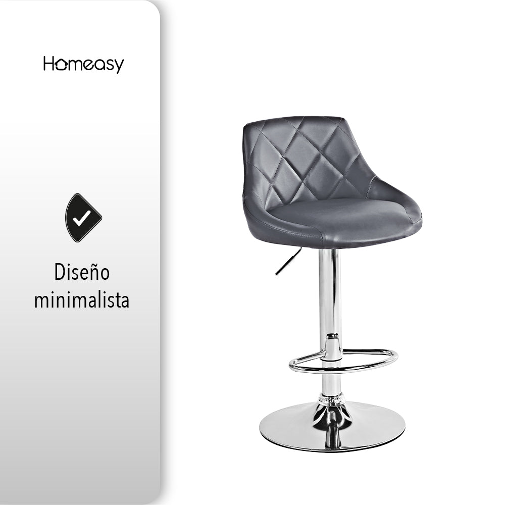 SET DE 2 BANCOS PARA BARRA CON RESPALDO COLOR GRIS