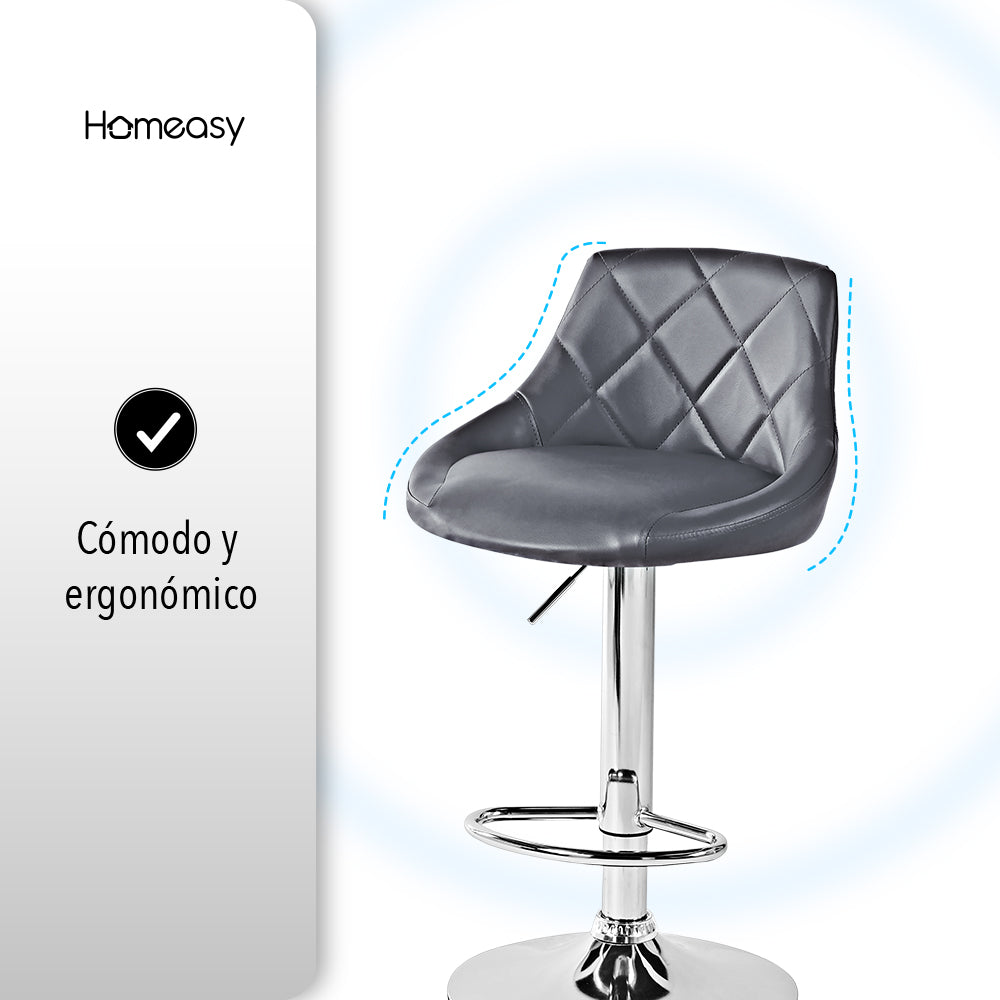 SET DE 2 BANCOS PARA BARRA CON RESPALDO COLOR GRIS