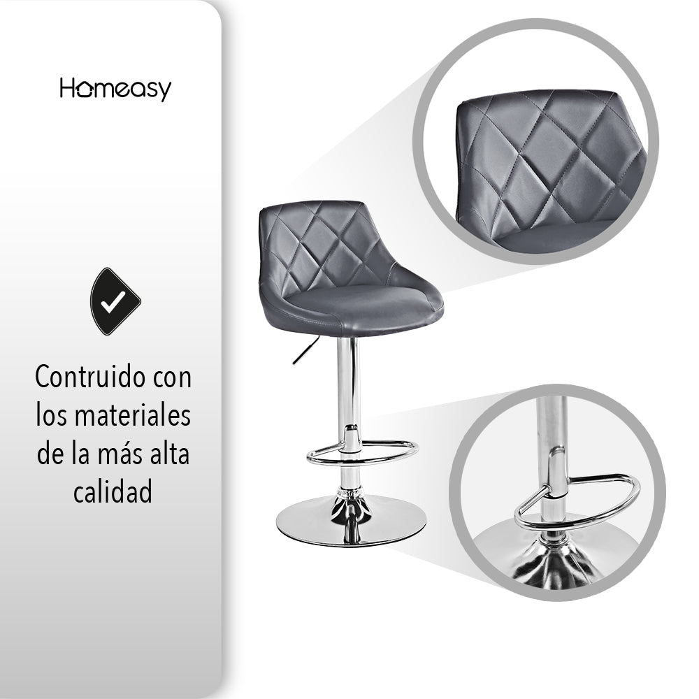 SET DE 2 BANCOS PARA BARRA CON RESPALDO COLOR GRIS