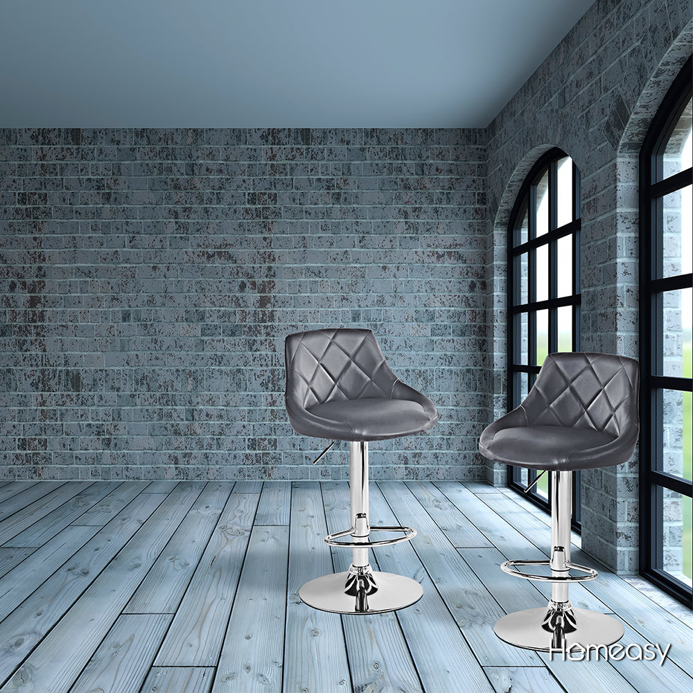 SET DE 2 BANCOS PARA BARRA CON RESPALDO COLOR GRIS
