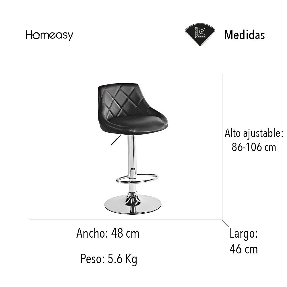 SET DE 2 BANCOS PARA BARRA CON RESPALDO COLOR NEGRO