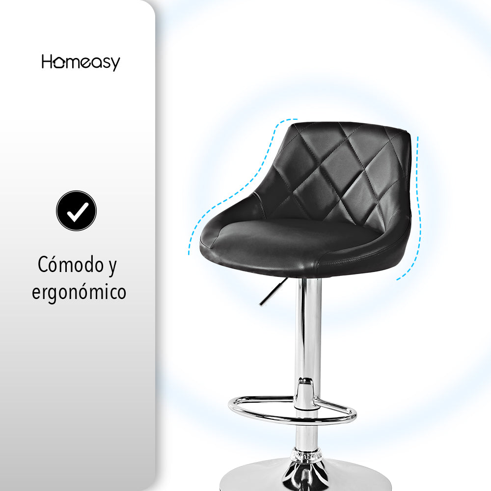 SET DE 2 BANCOS PARA BARRA CON RESPALDO COLOR NEGRO