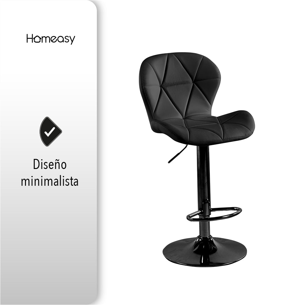SET DE 2 BANCOS PARA BARRA ASIENTO DE VINIPIEL COLOR NEGRO
