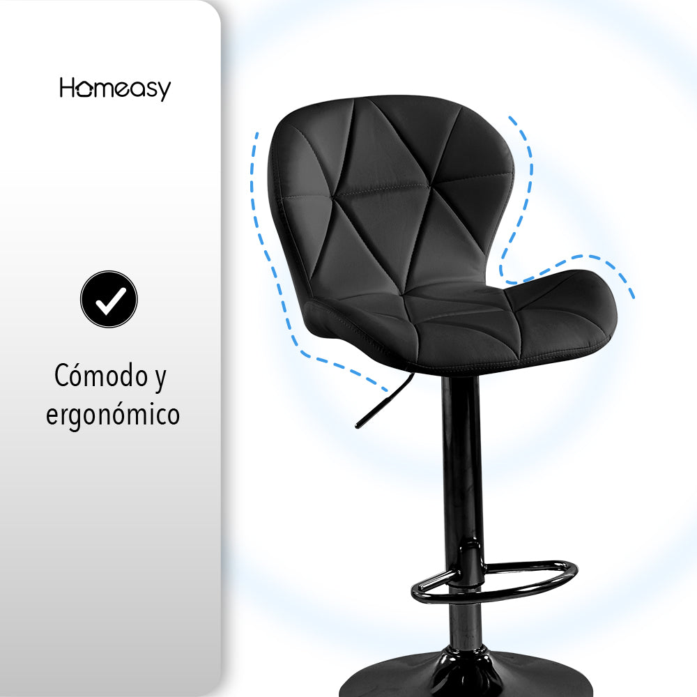 SET DE 2 BANCOS PARA BARRA ASIENTO DE VINIPIEL COLOR NEGRO