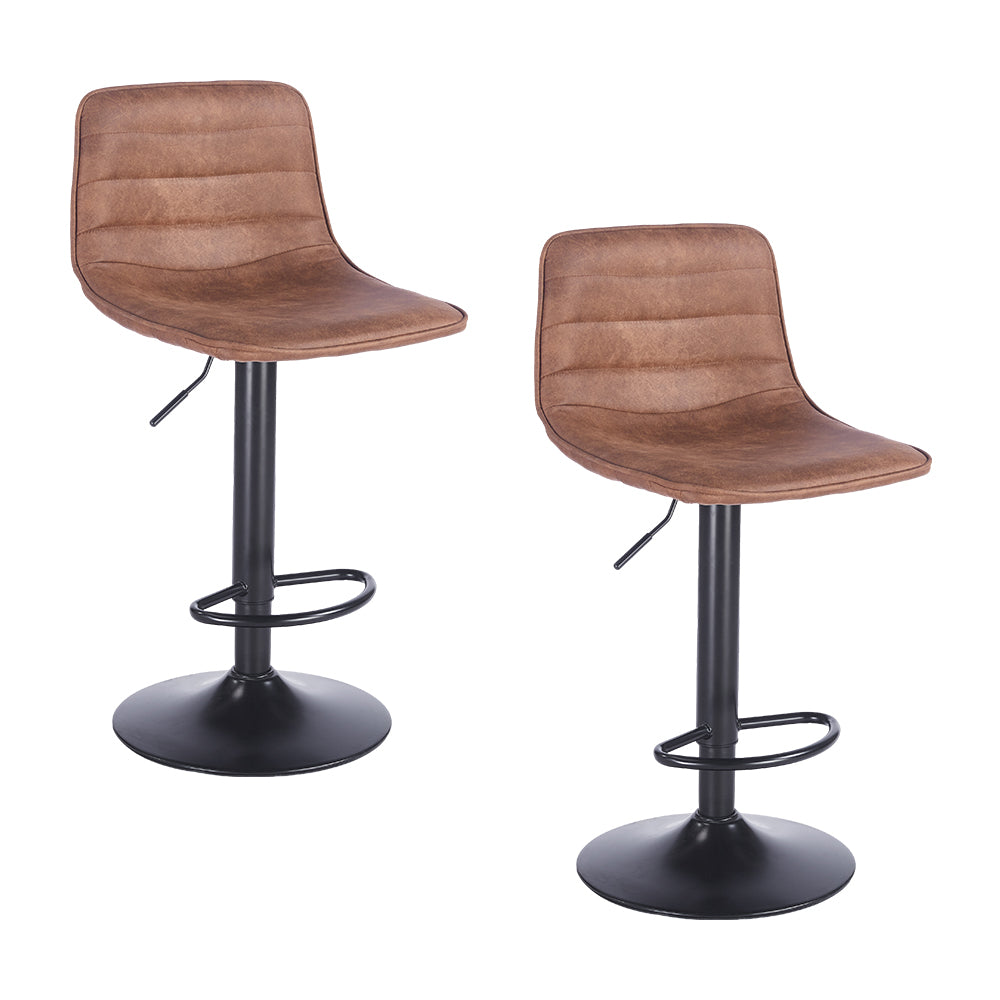 SET DE 2 BANCOS PARA BARRA ASIENTO TIPO GAMUSA COLOR CAFÉ