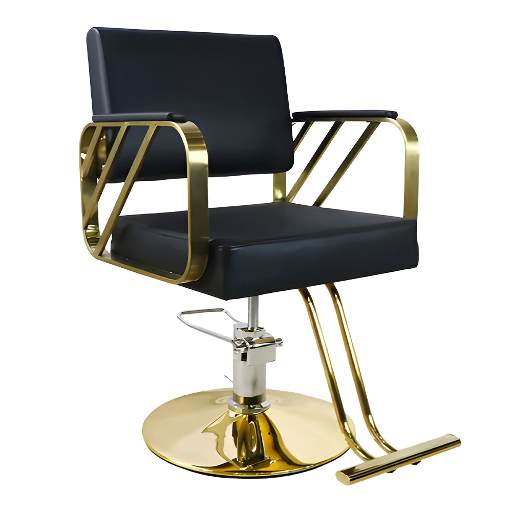 SILLÓN DE BARBERÍA ELEGANTE COLOR DORADO NEGRO