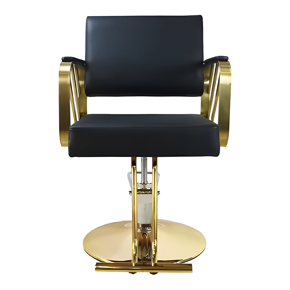 SILLÓN DE BARBERÍA ELEGANTE COLOR DORADO NEGRO