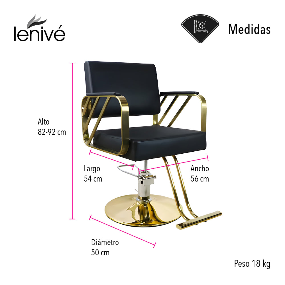 SILLÓN DE BARBERÍA ELEGANTE COLOR DORADO NEGRO