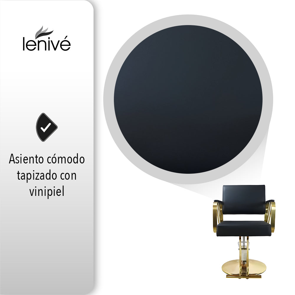 SILLÓN DE BARBERÍA ELEGANTE COLOR DORADO NEGRO