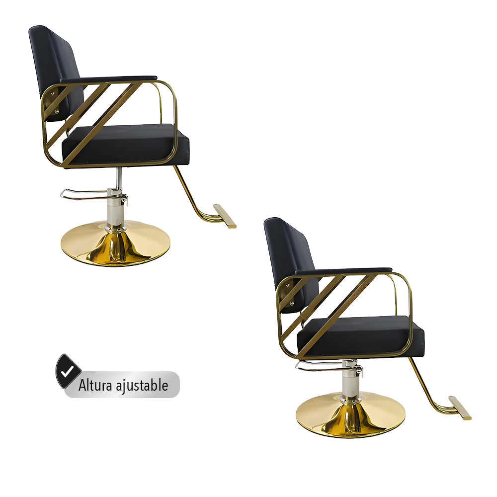 SILLÓN DE BARBERÍA ELEGANTE COLOR DORADO NEGRO