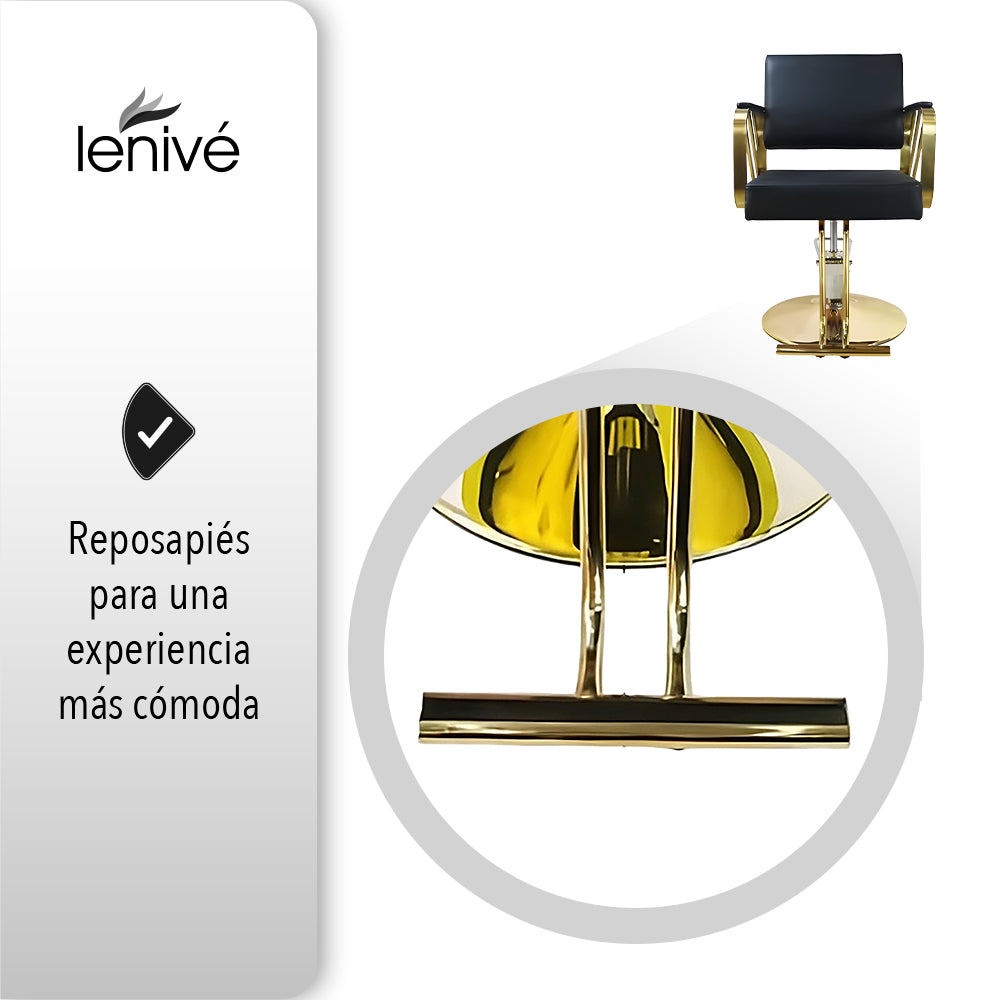SILLÓN DE BARBERÍA ELEGANTE COLOR DORADO NEGRO