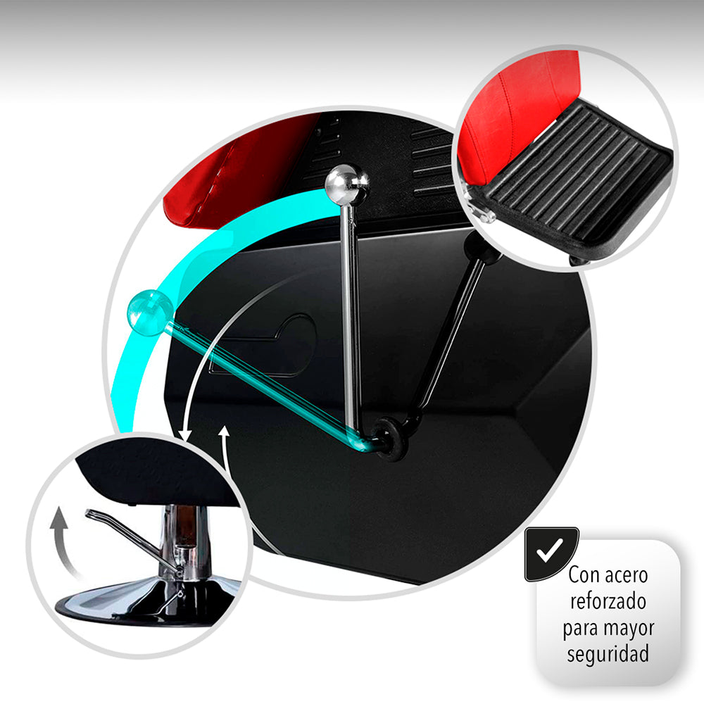 SILLA PARA BARBERÍA COLOR ROJO