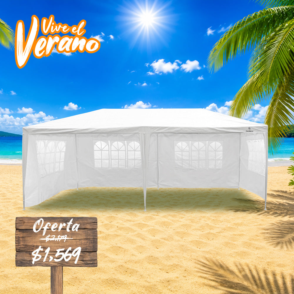 CARPA TOLDO CON PAREDES 6X3 COLOR BLANCO