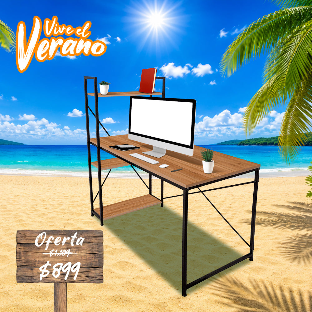 ESCRITORIO HOME OFFICE DE MELAMINA CON REPISA 1.2M