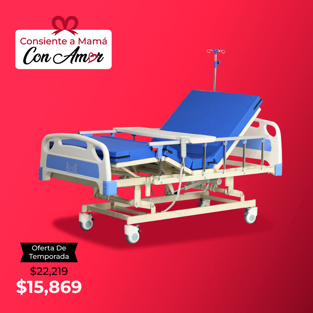 CAMA HOSPITALARIA ELÉCTRICA CON MESA Y COLCHÓN