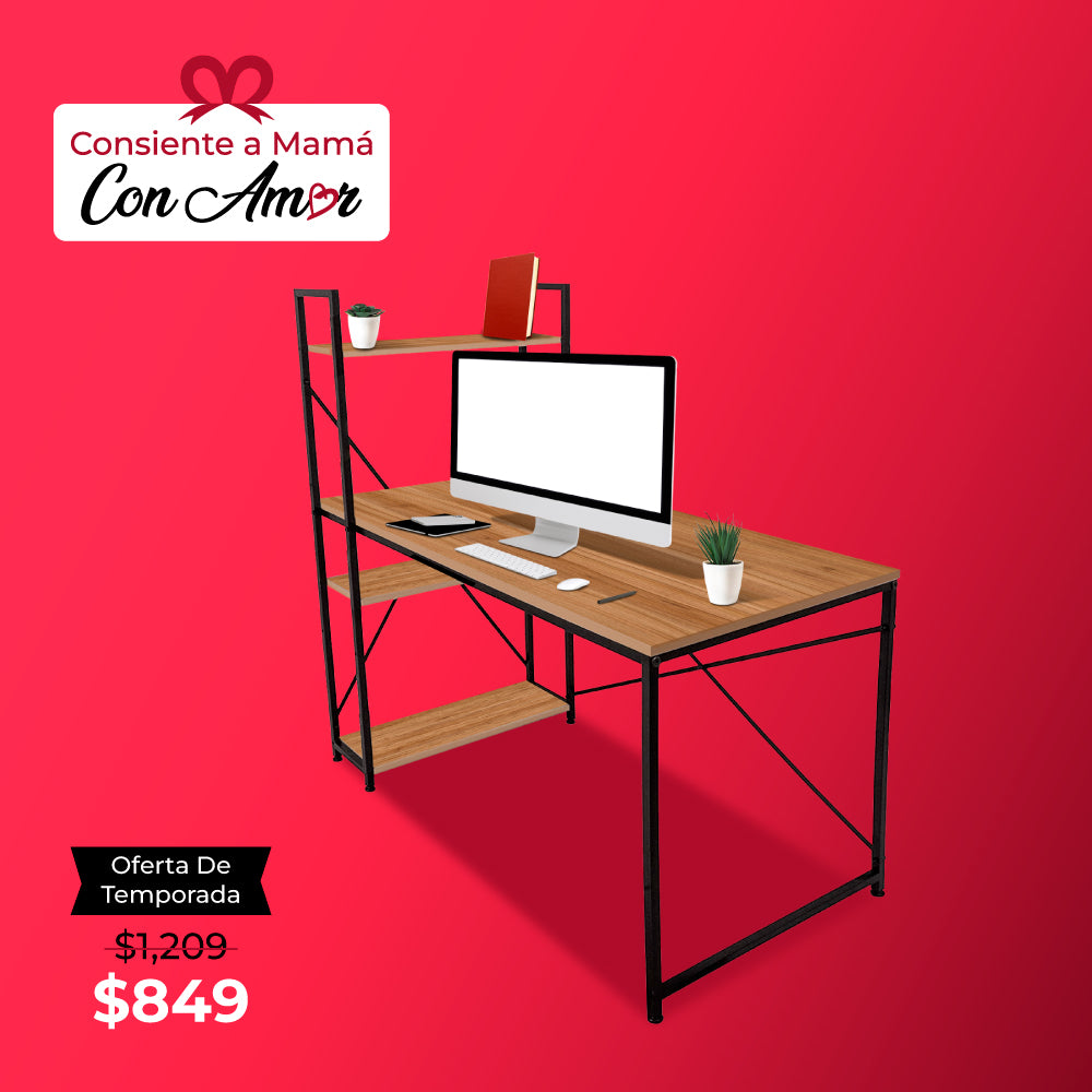 ESCRITORIO HOME OFFICE DE MELAMINA CON REPISA 1.2M