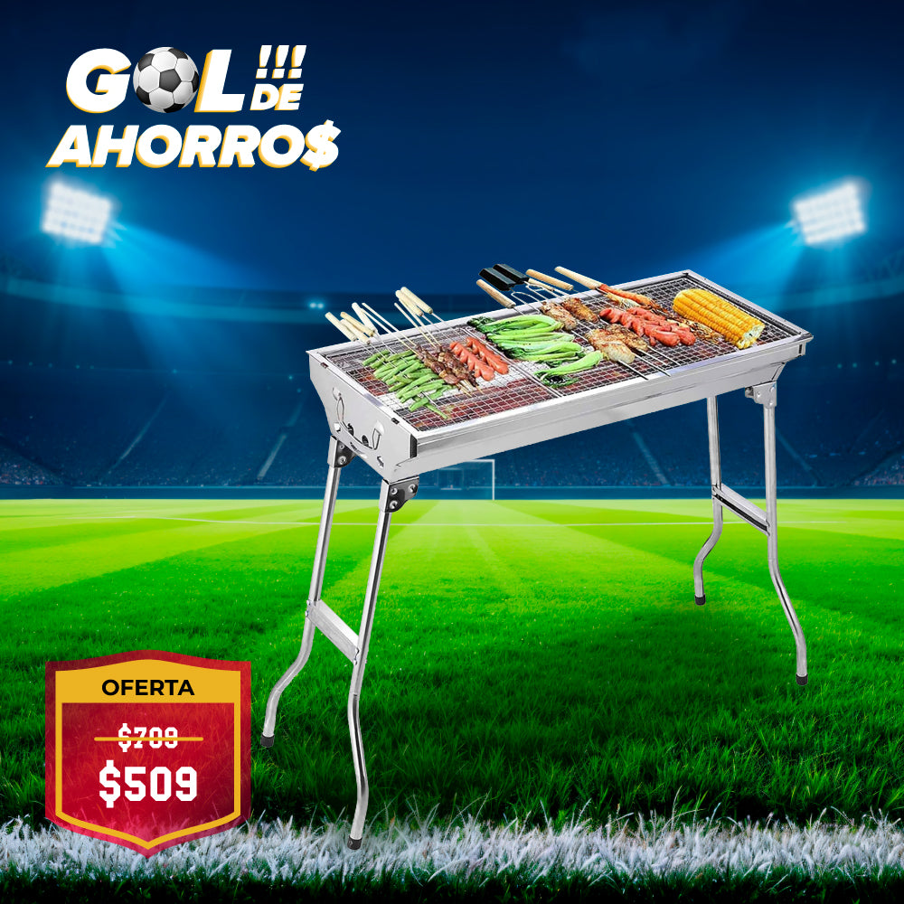 ASADOR PORTÁTIL PLEGABLE COLOR GRIS 73X33X70 CM