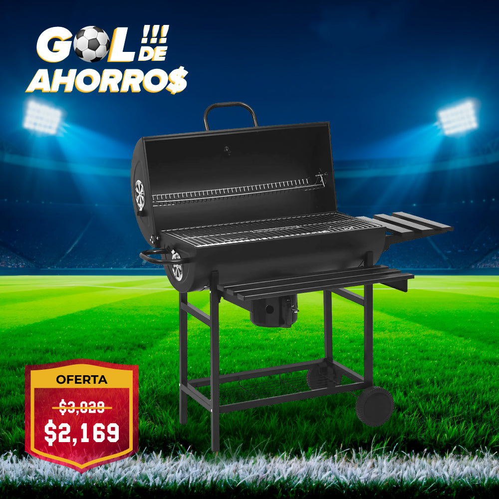 ASADOR TIPO BARRIL COLOR NEGRO 109X70X95 CM