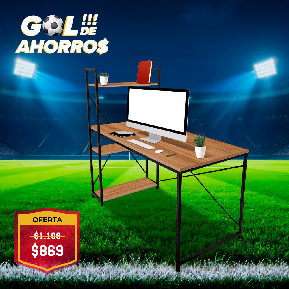 ESCRITORIO HOME OFFICE DE MELAMINA CON REPISA 1.2M