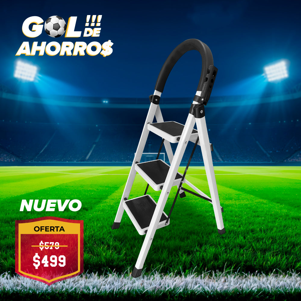 ESCALERA PLEGABLE DE 3 ESCALONES COLOR BLANCO