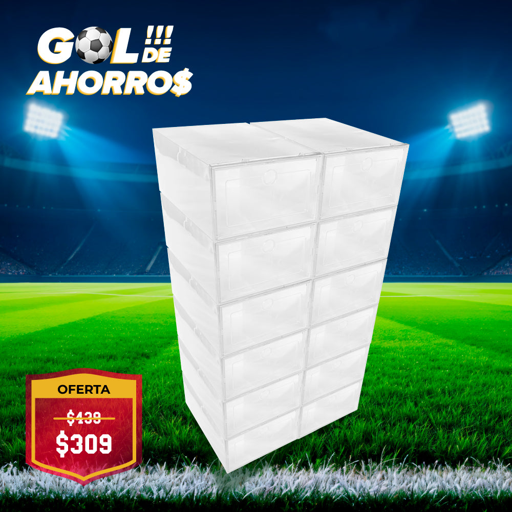 CAJAS TRANSPARENTES ORGANIZADORAS DE ZAPATOS 12 PIEZAS