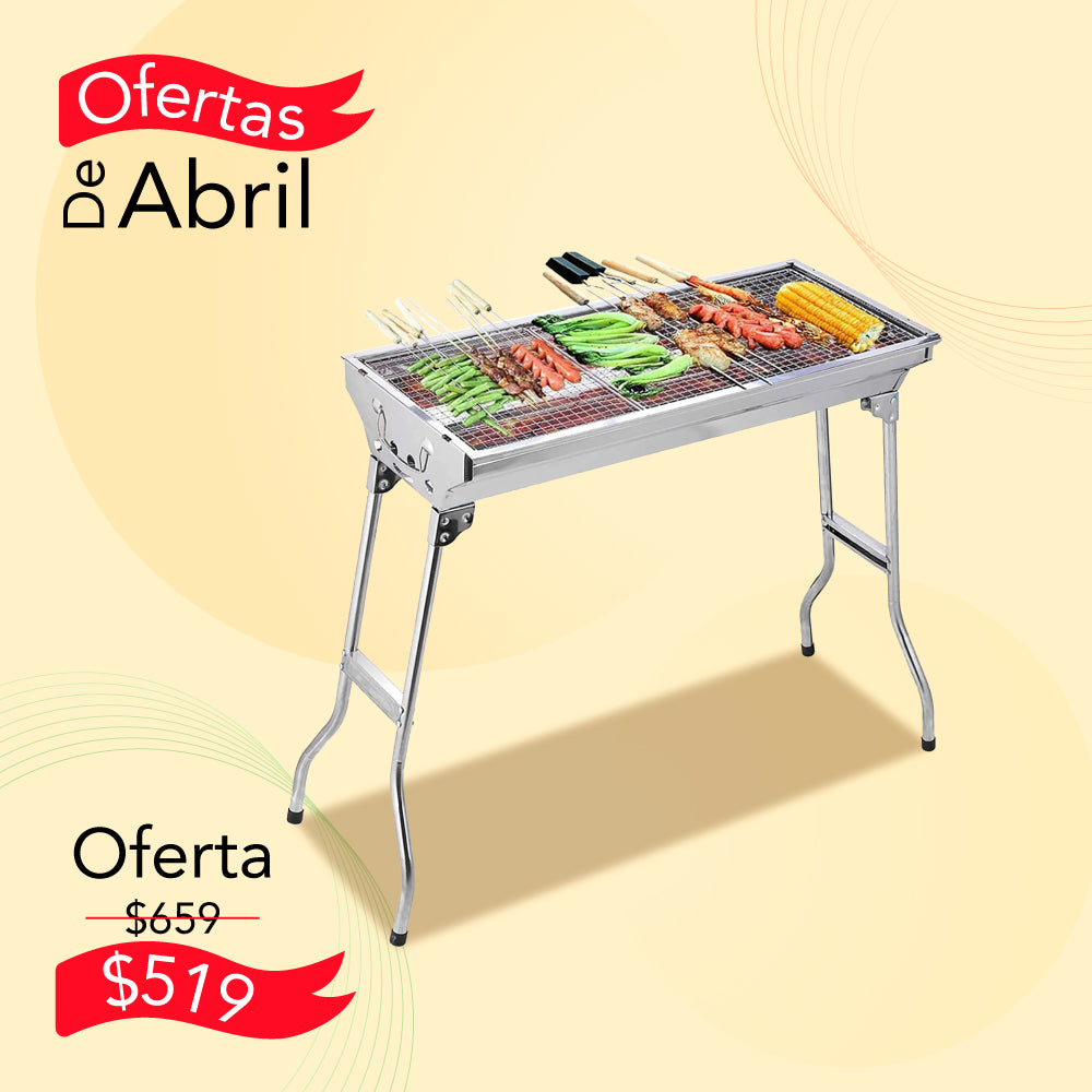 ASADOR PORTÁTIL PLEGABLE COLOR GRIS 73X33X70 CM