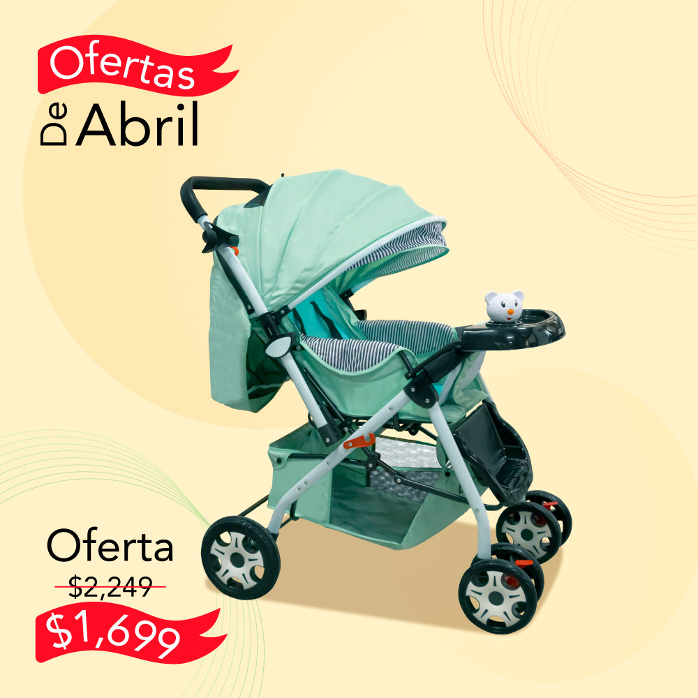 CARRIOLA DE BEBÉ PLEGABLE COLOR MENTA