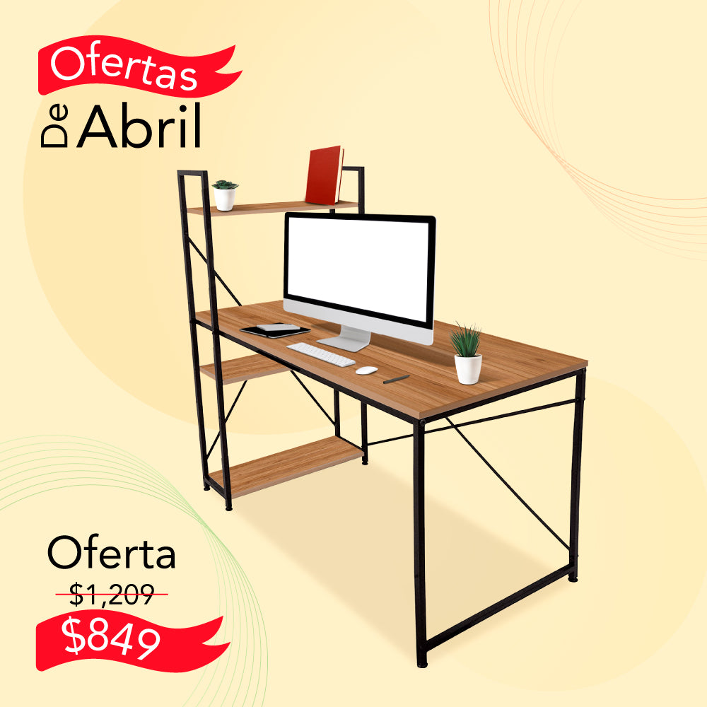 ESCRITORIO HOME OFFICE DE MELAMINA CON REPISA 1.2M