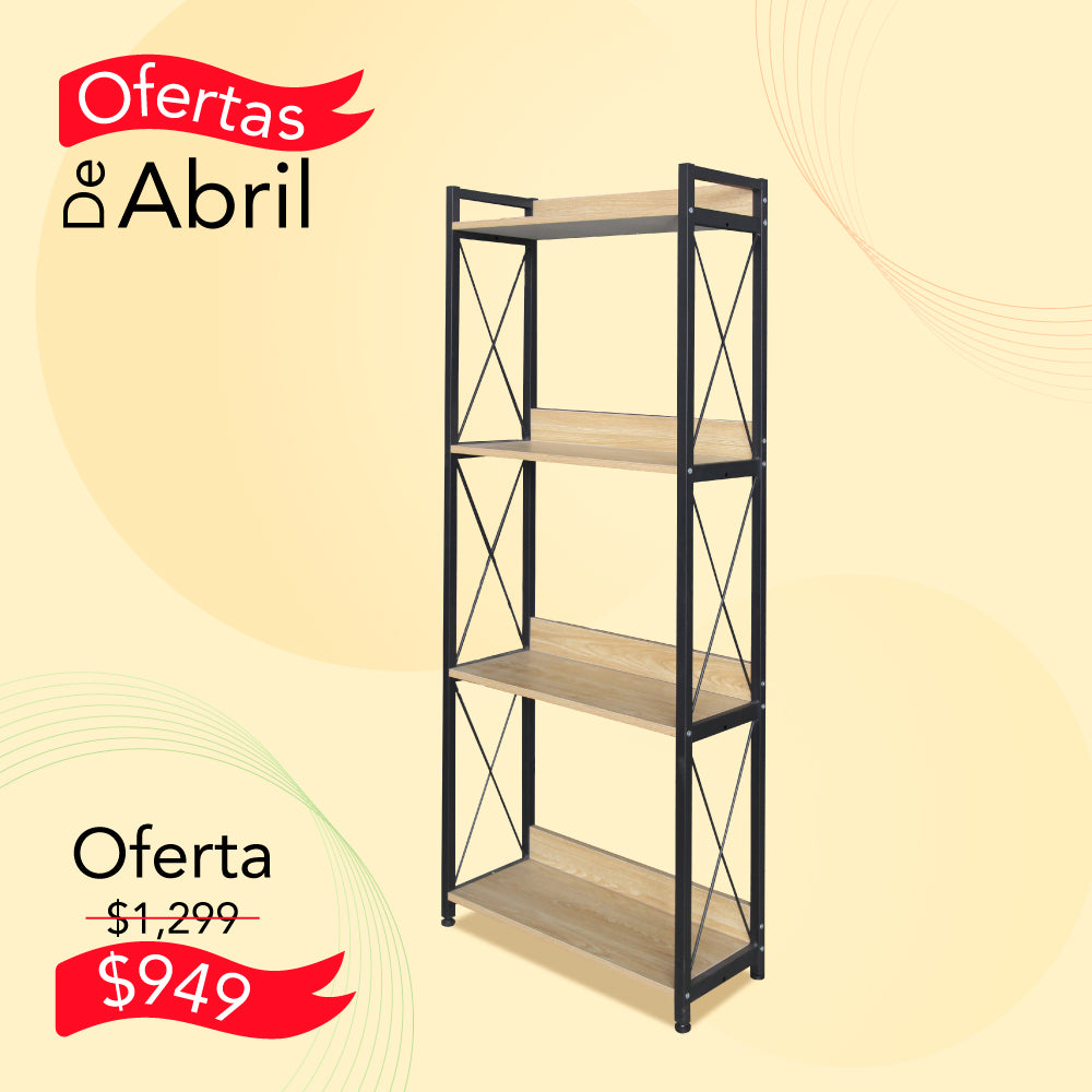 LIBRERO 4 REPISAS MINIMALISTA COLOR CAFÉ