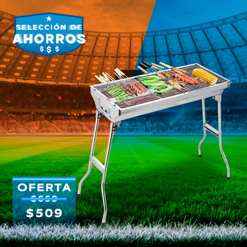 ASADOR PORTÁTIL PLEGABLE COLOR GRIS 73X33X70 CM