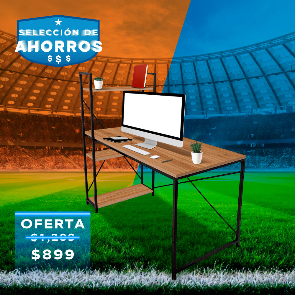 ESCRITORIO HOME OFFICE DE MELAMINA CON REPISA 1.2M