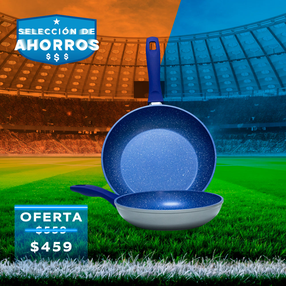 JUEGO DE 2 SARTENES CON RECUBRIMIENTO DE ZAFIRO 20, 24 CM