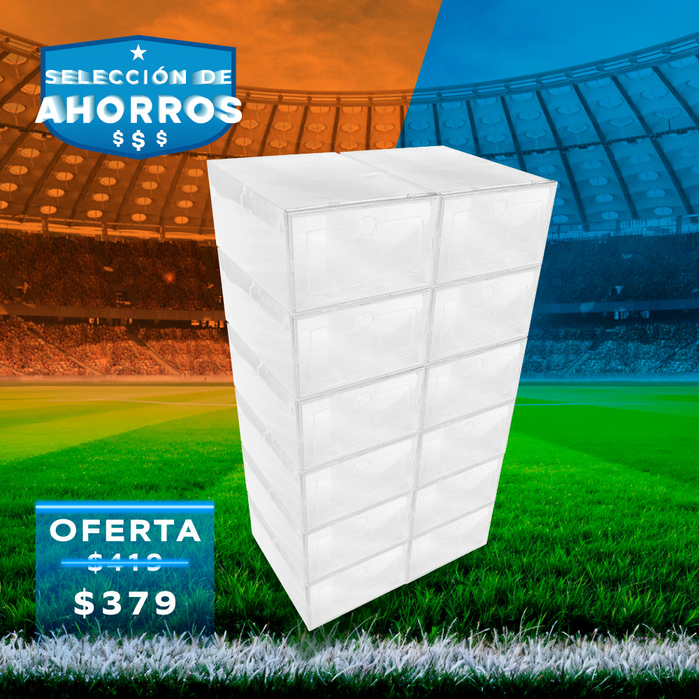 CAJAS TRANSPARENTES ORGANIZADORAS DE ZAPATOS 12 PIEZAS