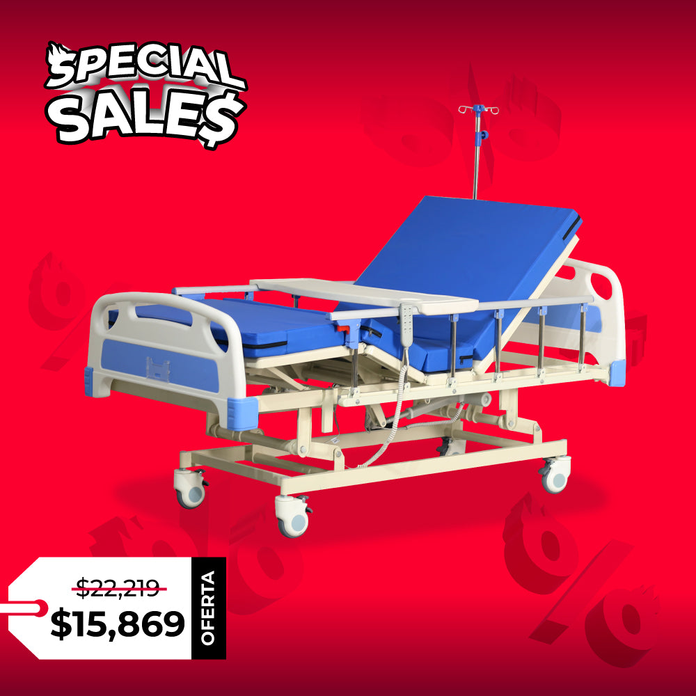 CAMA HOSPITALARIA ELÉCTRICA CON MESA Y COLCHÓN