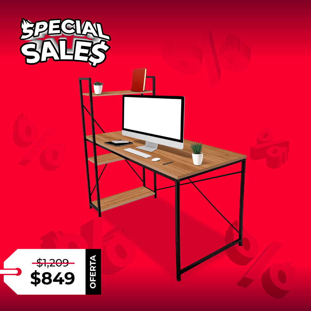 ESCRITORIO HOME OFFICE DE MELAMINA CON REPISA 1.2M