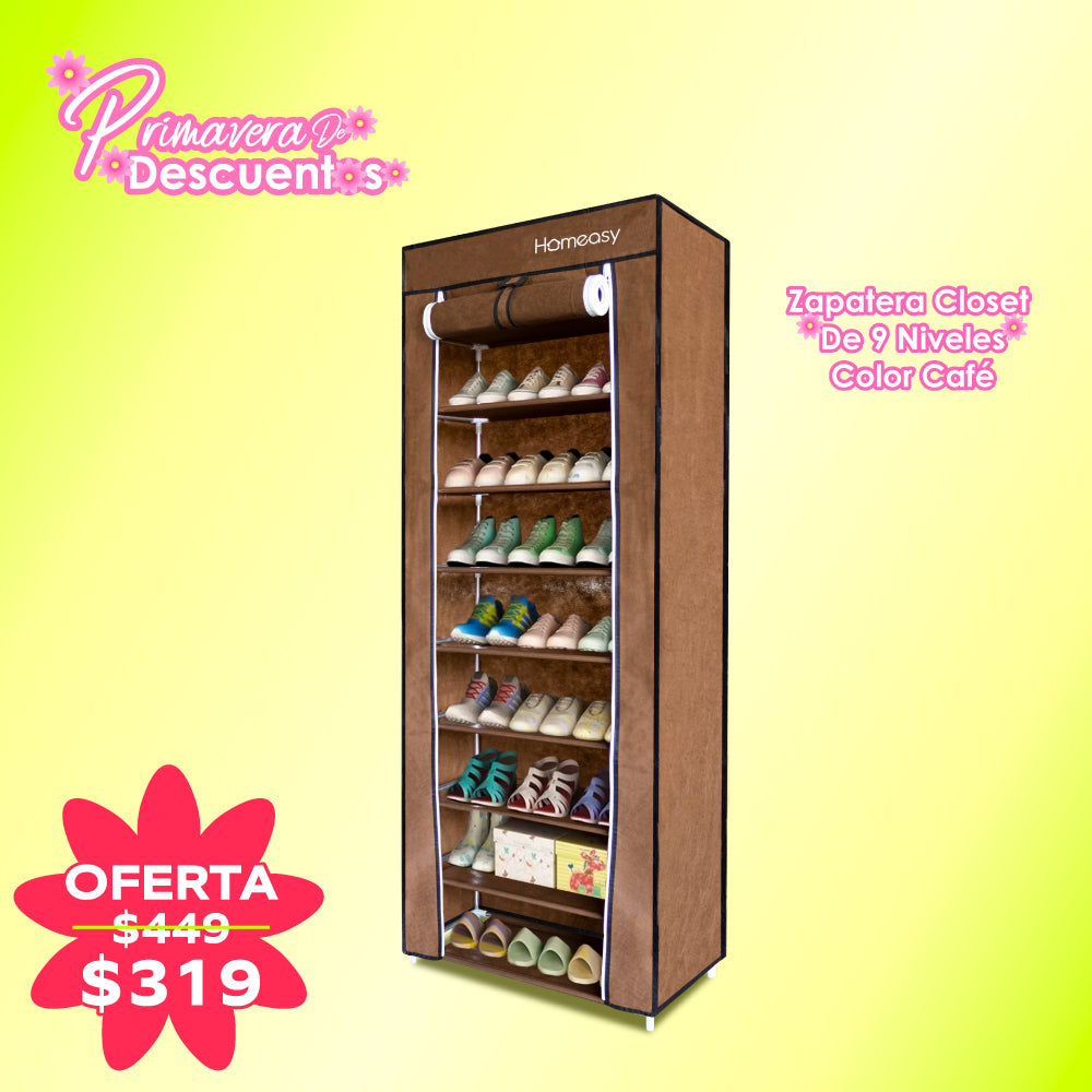ZAPATERA CLOSET DE 9 NIVELES COLOR CAFÉ