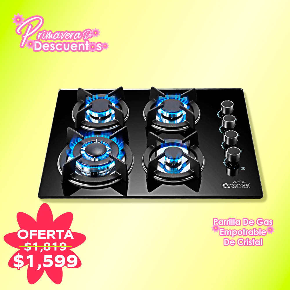 PARRILLA DE GAS DE CRISTAL EMPOTRABLE