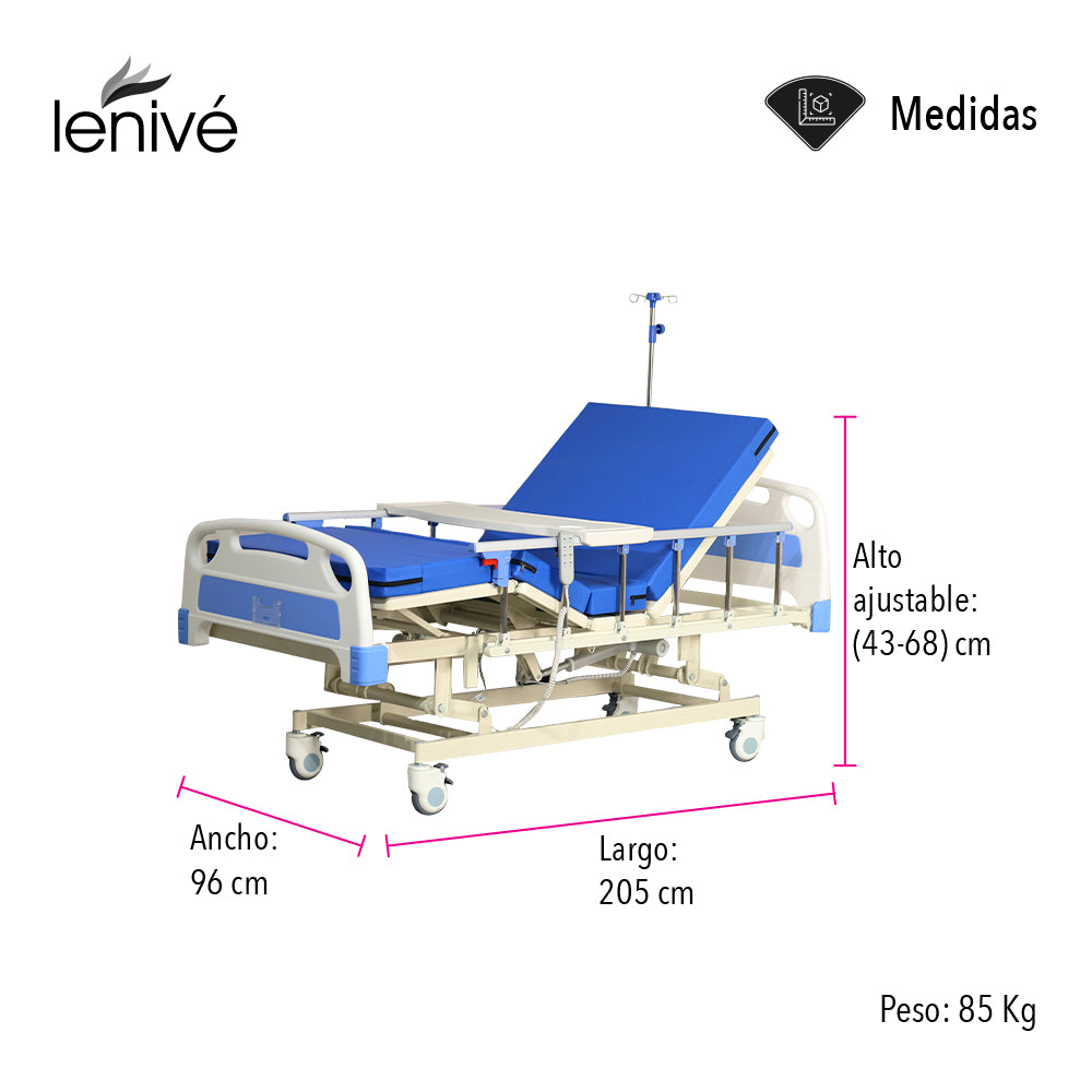 CAMA HOSPITALARIA ELÉCTRICA CON MESA Y COLCHÓN
