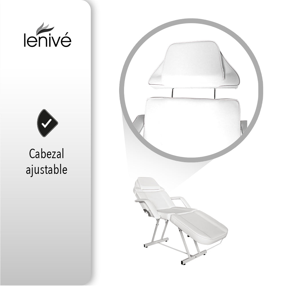 SILLA CAMA PARA FACIALES COLOR BLANCO CON BANCO
