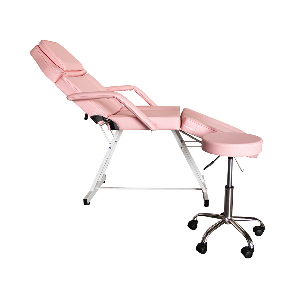 Silla Cama Para Faciales Color Rosa Con Banco