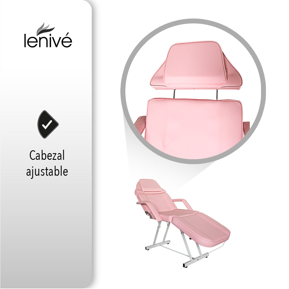 Silla Cama Para Faciales Color Rosa Con Banco