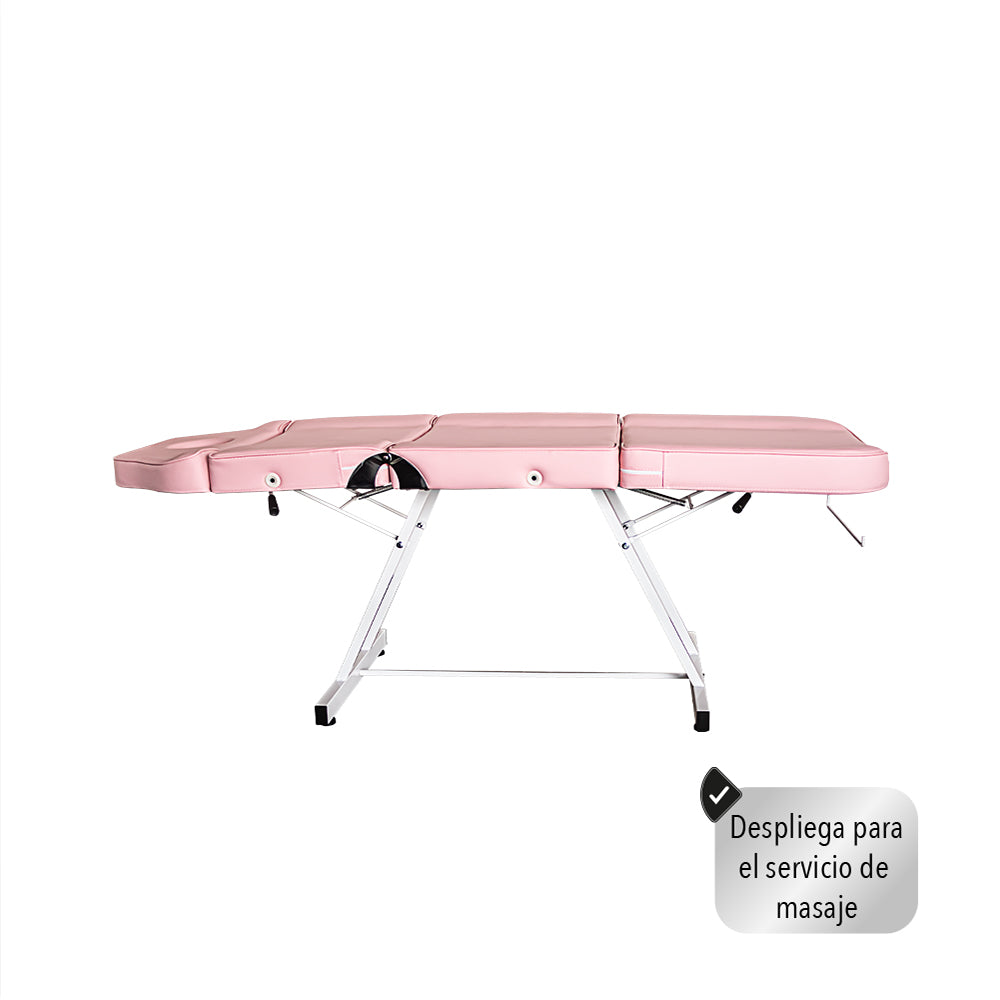 Silla Cama Para Faciales Color Rosa Con Banco