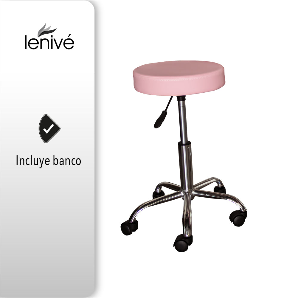 Silla Cama Para Faciales Color Rosa Con Banco